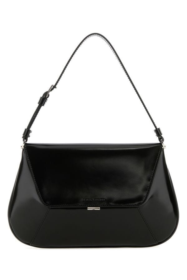 Amina Muaddi Woman Black Leather Ami Shoulder Bag - 1