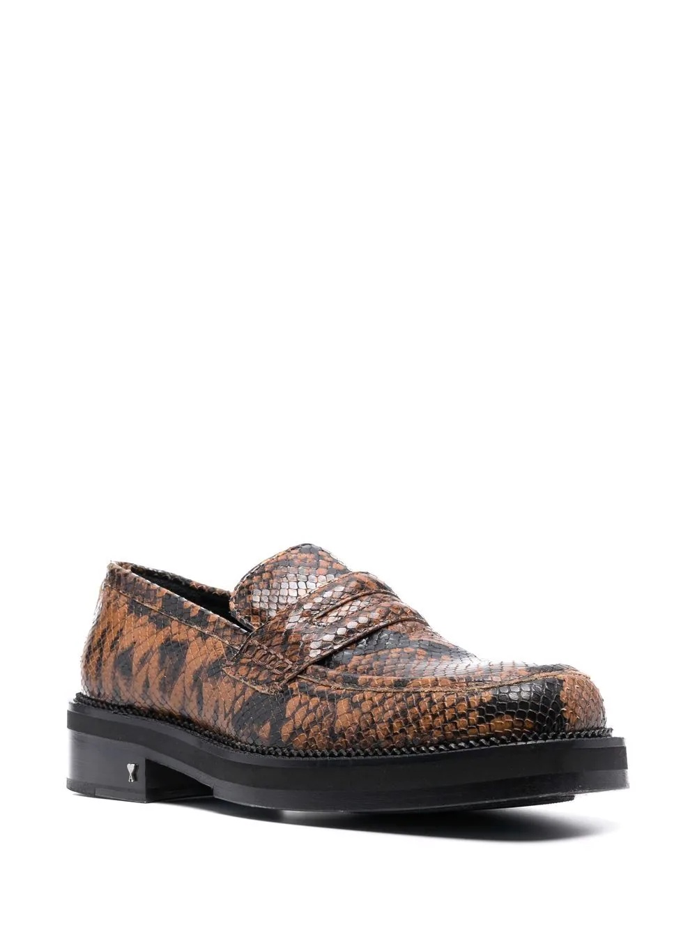 snakeskin-effect leather loafers - 2
