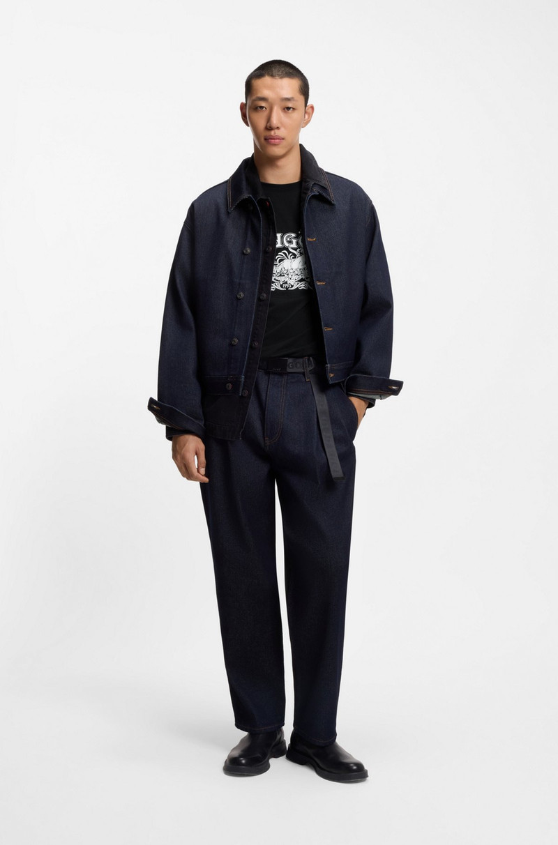 HUGO COTTON-JERSEY T-SHIRT WITH LOGO ARTWORK outlook