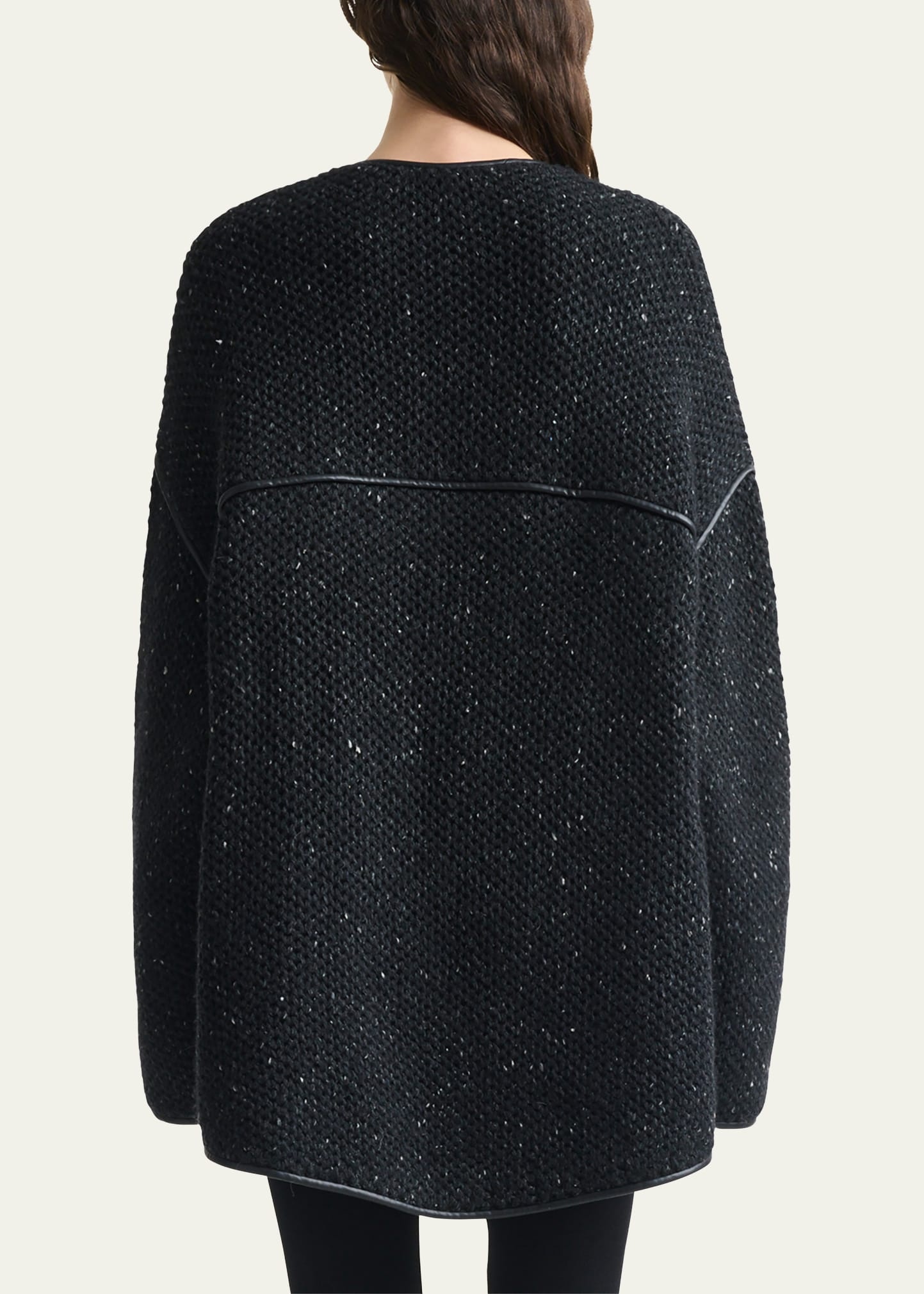 Medrano Leather-Piping Knit Jacket - 3