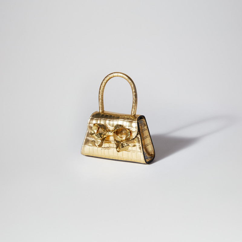 self-portrait Gold Croc Micro Bow Bag outlook