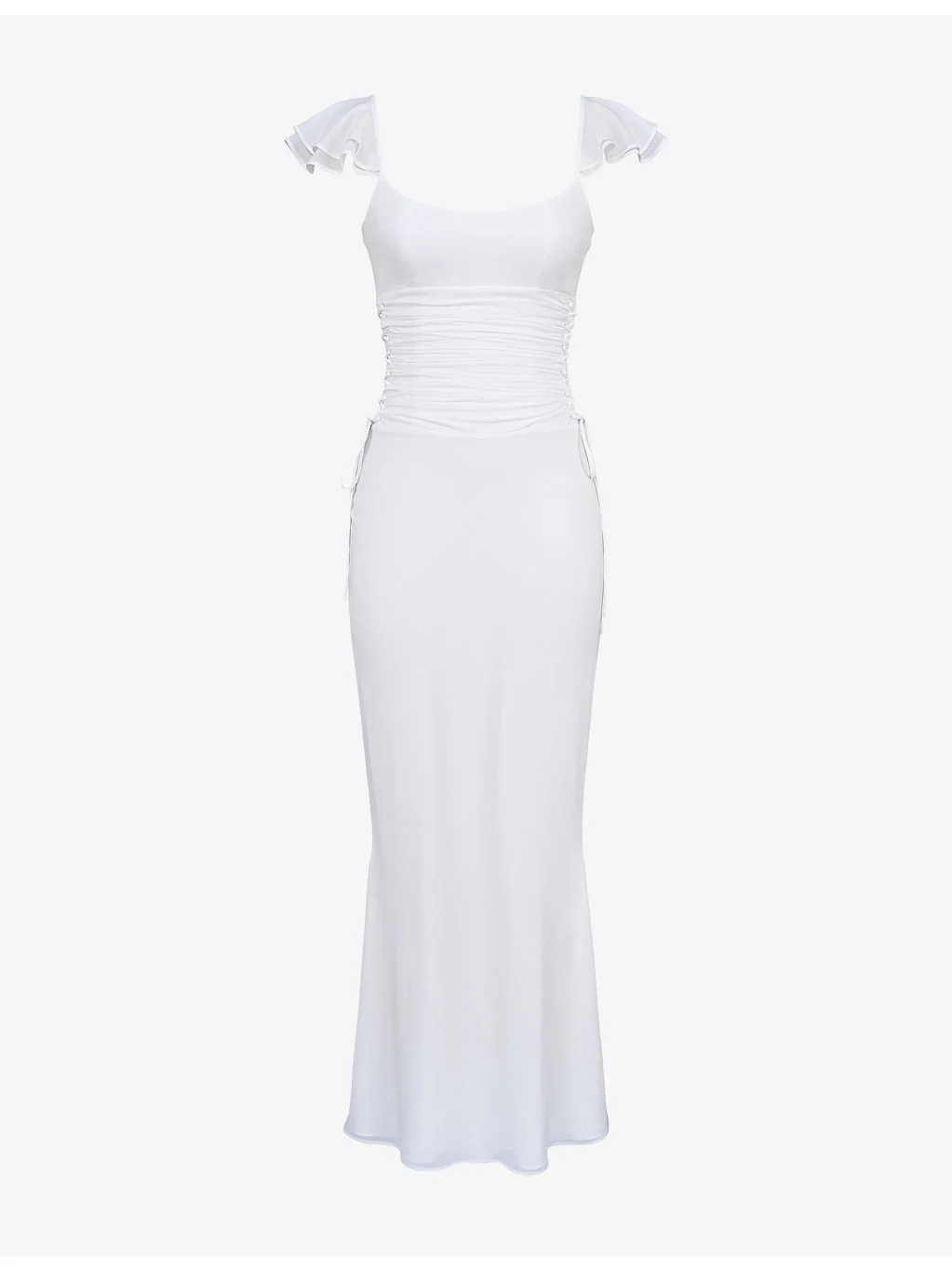 Viana Flutter-Sleeve Side-Lace Woven Maxi Dress - 1