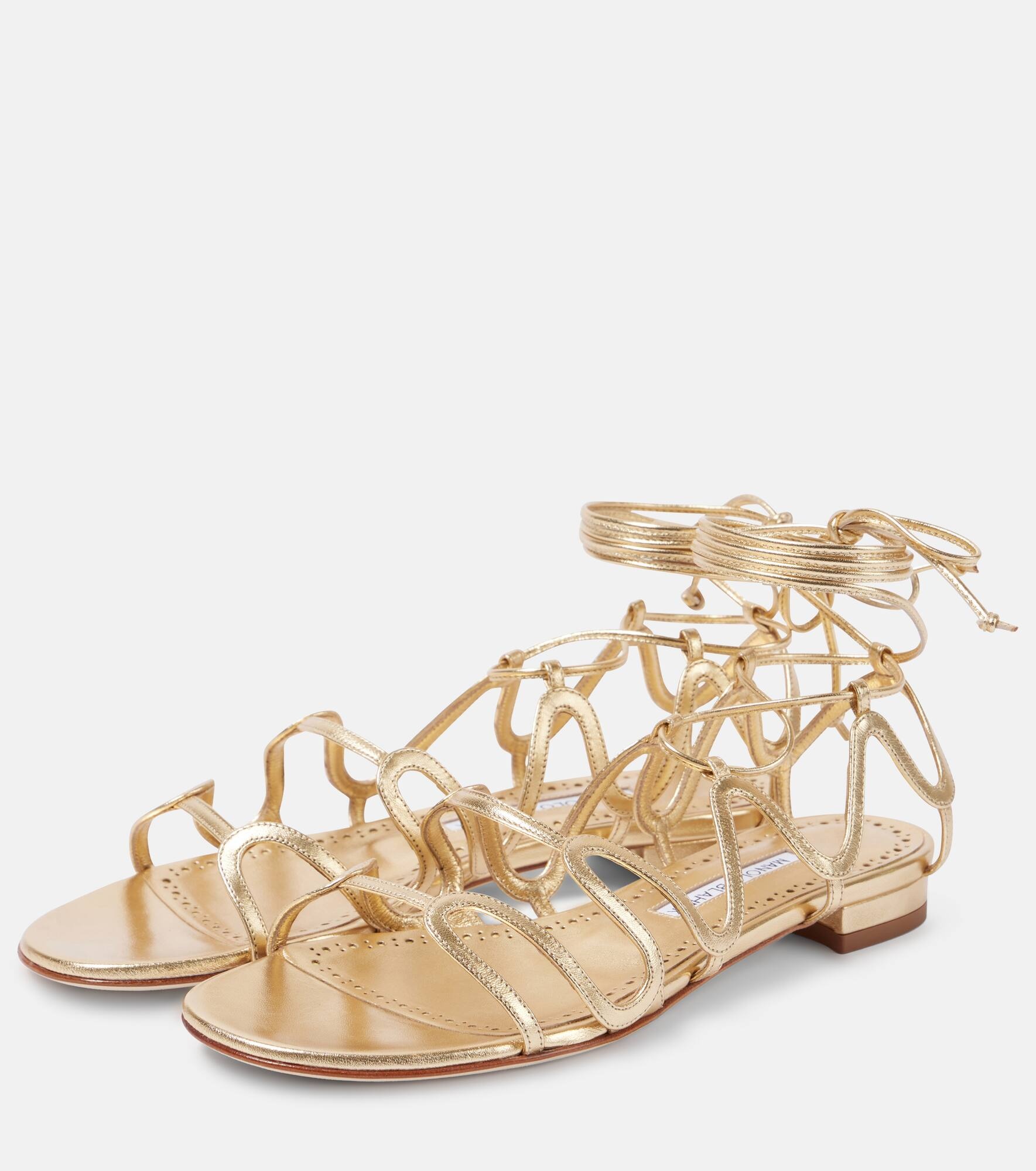 Fawdaflat metallic leather sandals - 4