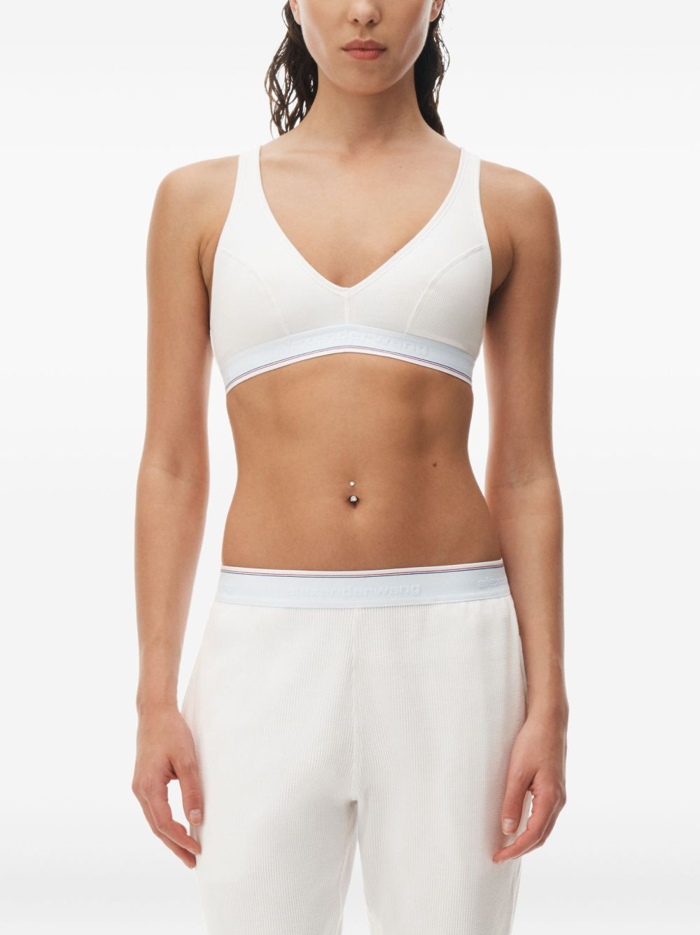 Waffle elasticated-waist track pants - 4
