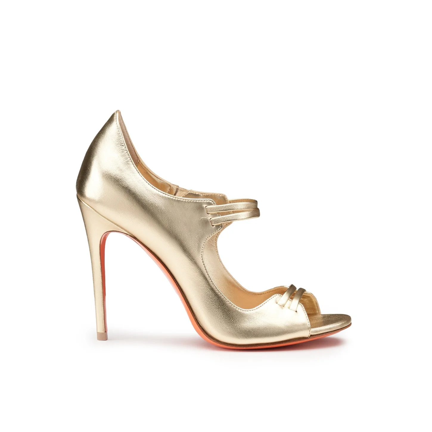 Women's gold laminated leather high-heel sandal - 1