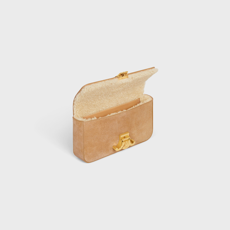 CHAIN SHOULDER BAG triomphe in Suede Calfskin and shearling 4