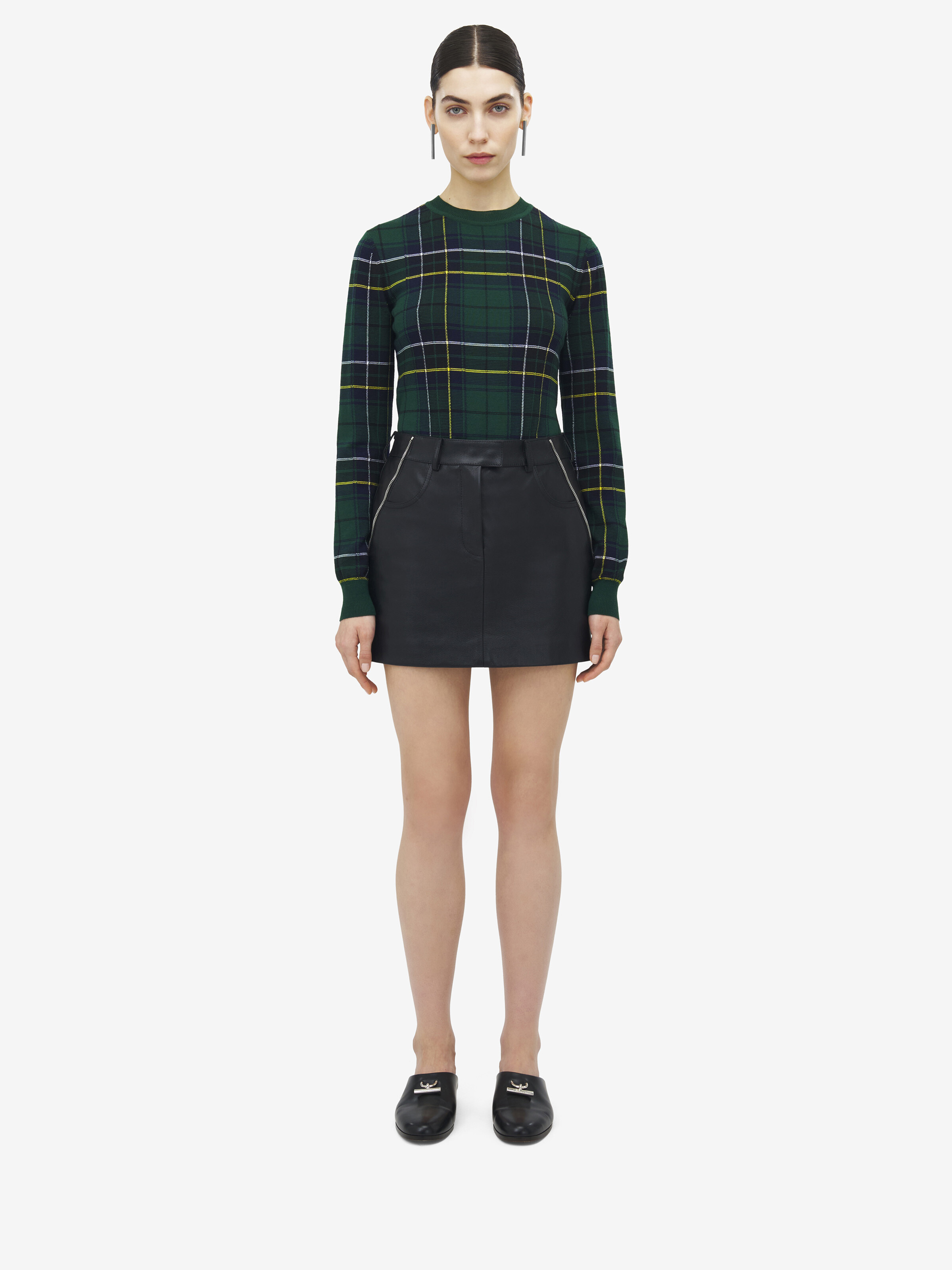 Zip Detail Leather Mini Skirt - 3