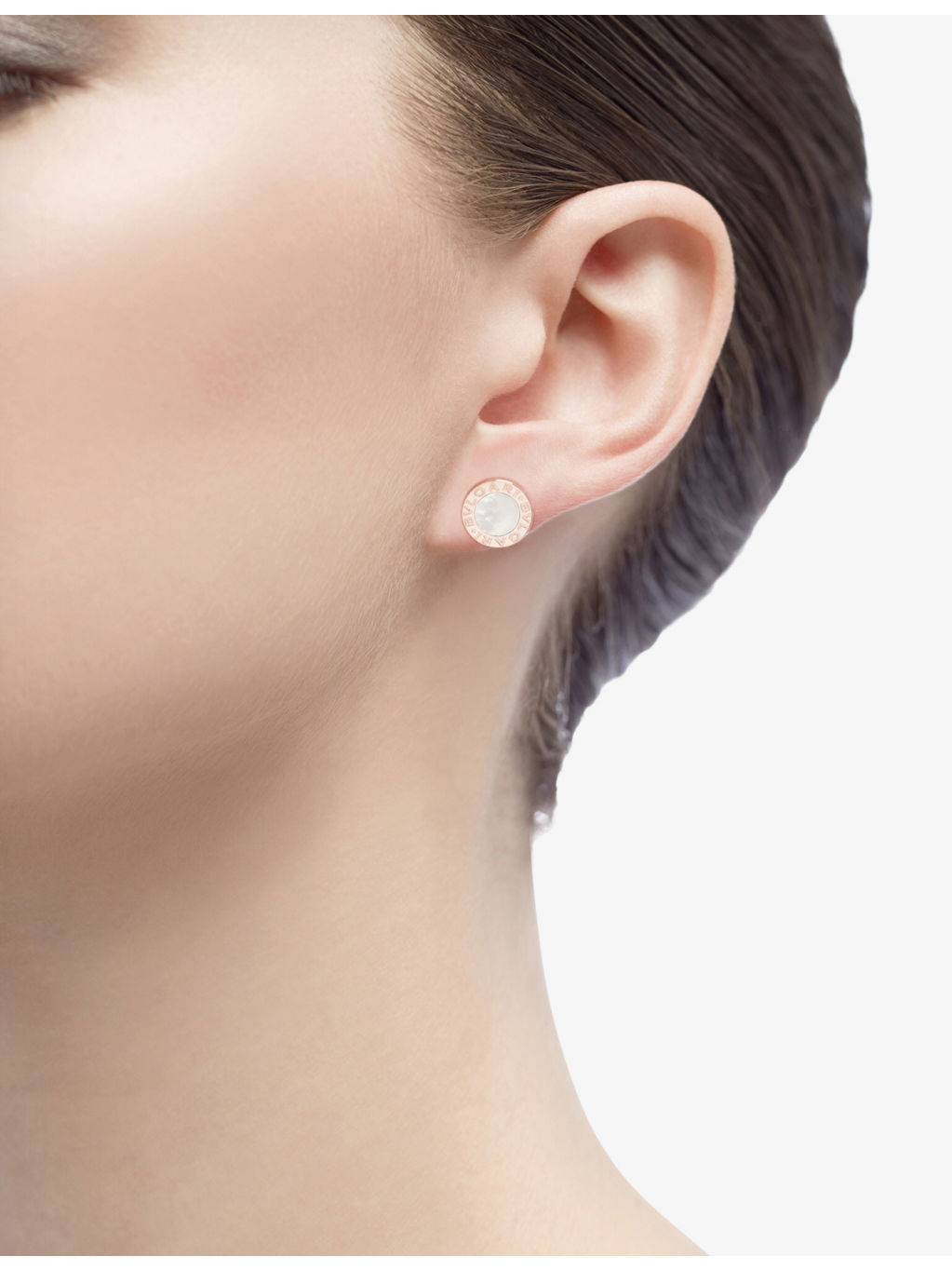 Bvlgari Bvlgari 18ct rose-gold and mother of pearl single stud earring - 3