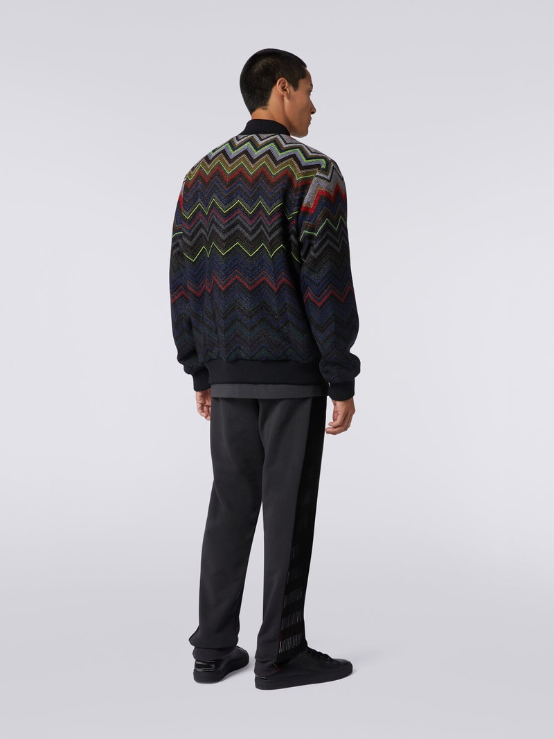 Wool and cotton blend chevron bomber jacket in collaboration with Mike Maignan 4