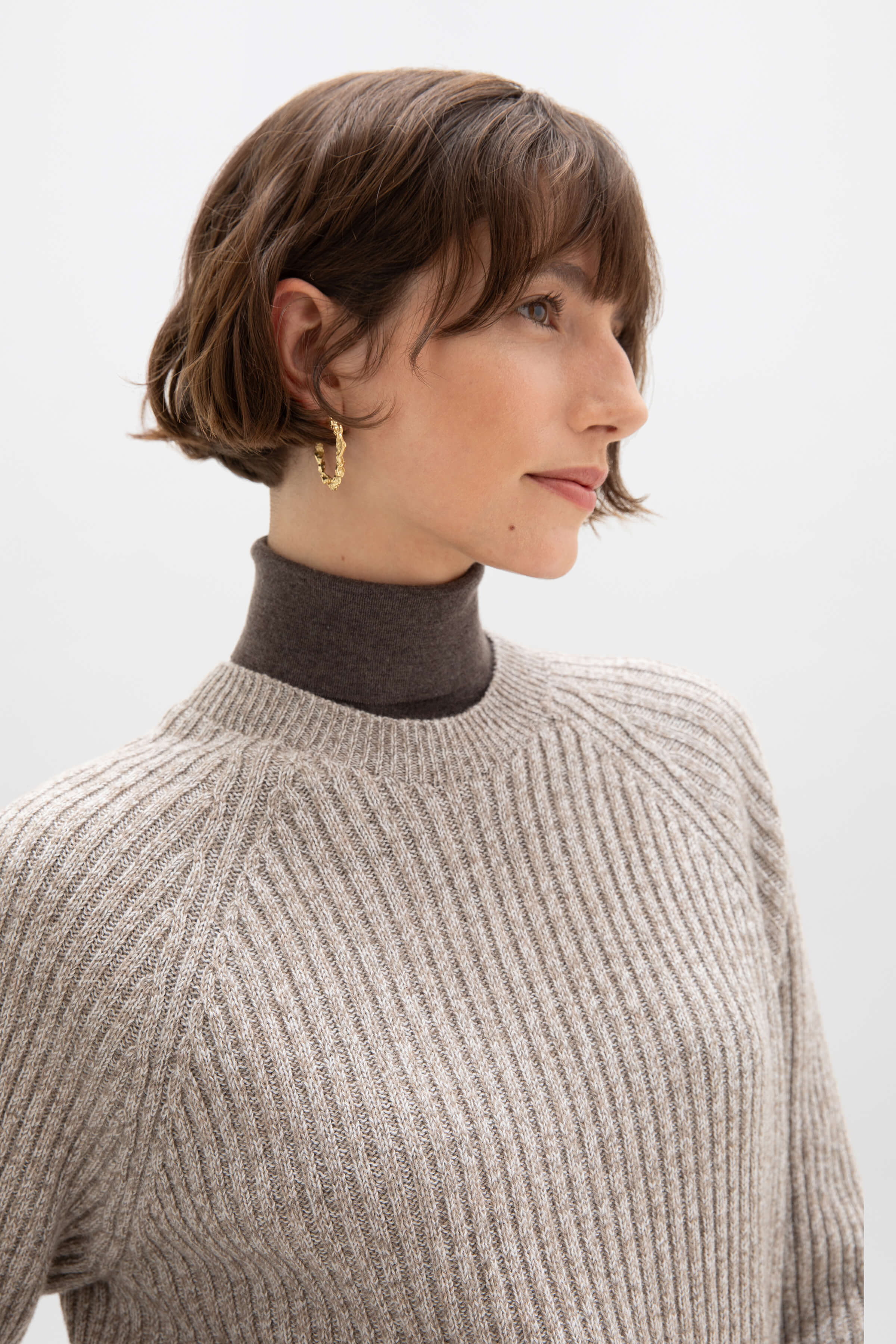 Ribbed Cashmere Beige Jumper - 5