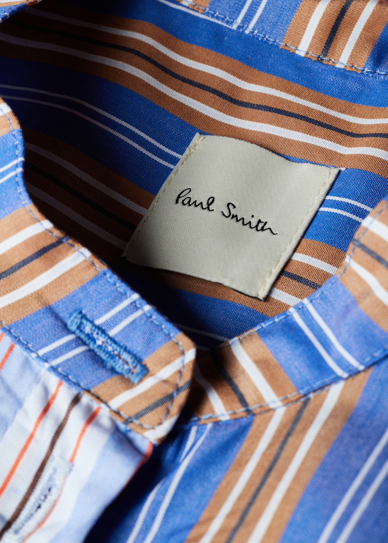 Paul Smith Women's Blue and Red 'Mix Up Stripe' Shirt Dress outlook