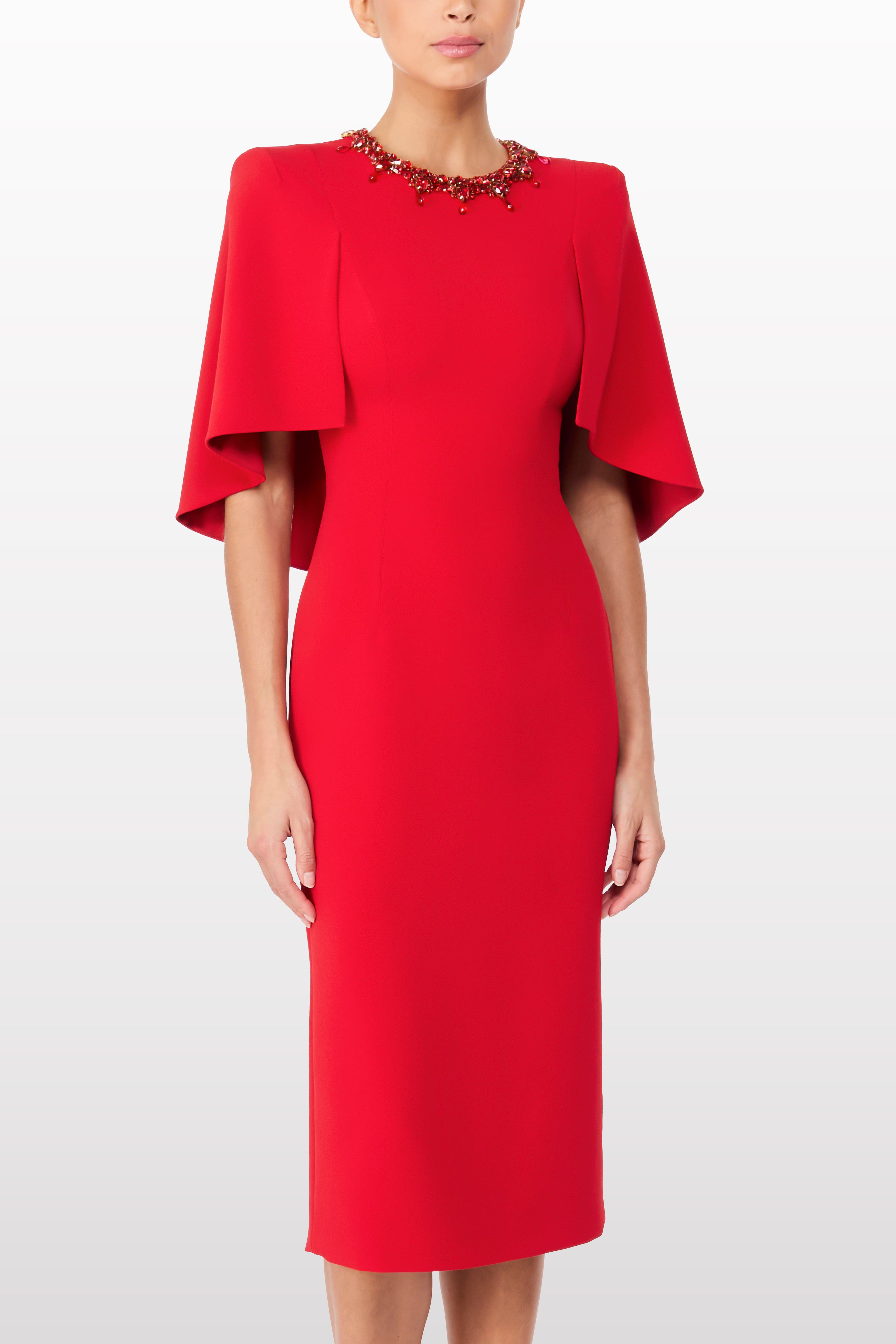 Jenny Packham Ursa Embellished-Neck Midi Dress in Chilli Red at Nordstrom - 2
