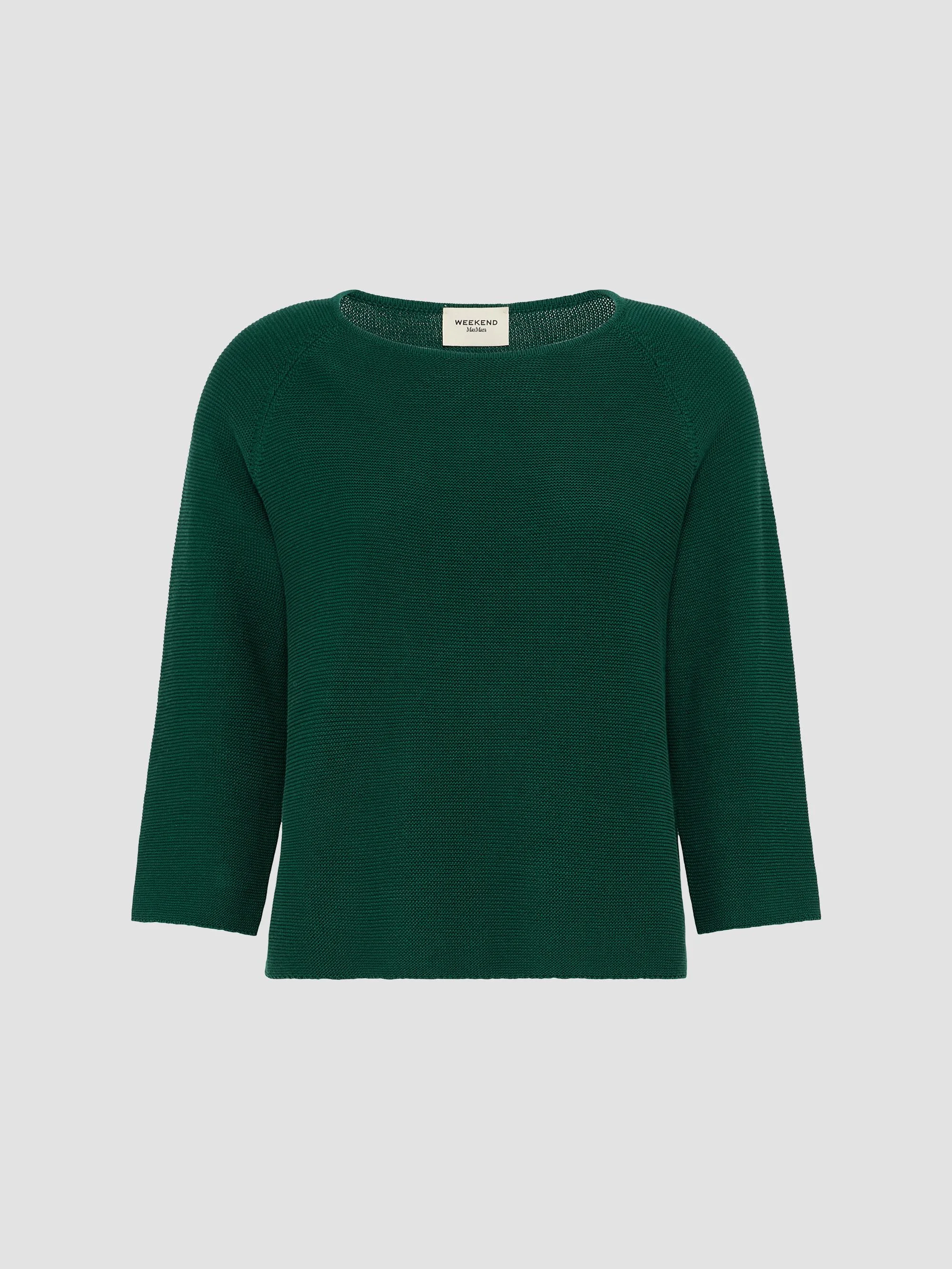 Women's Cotton Yarn Sweater - Dark Green - 1
