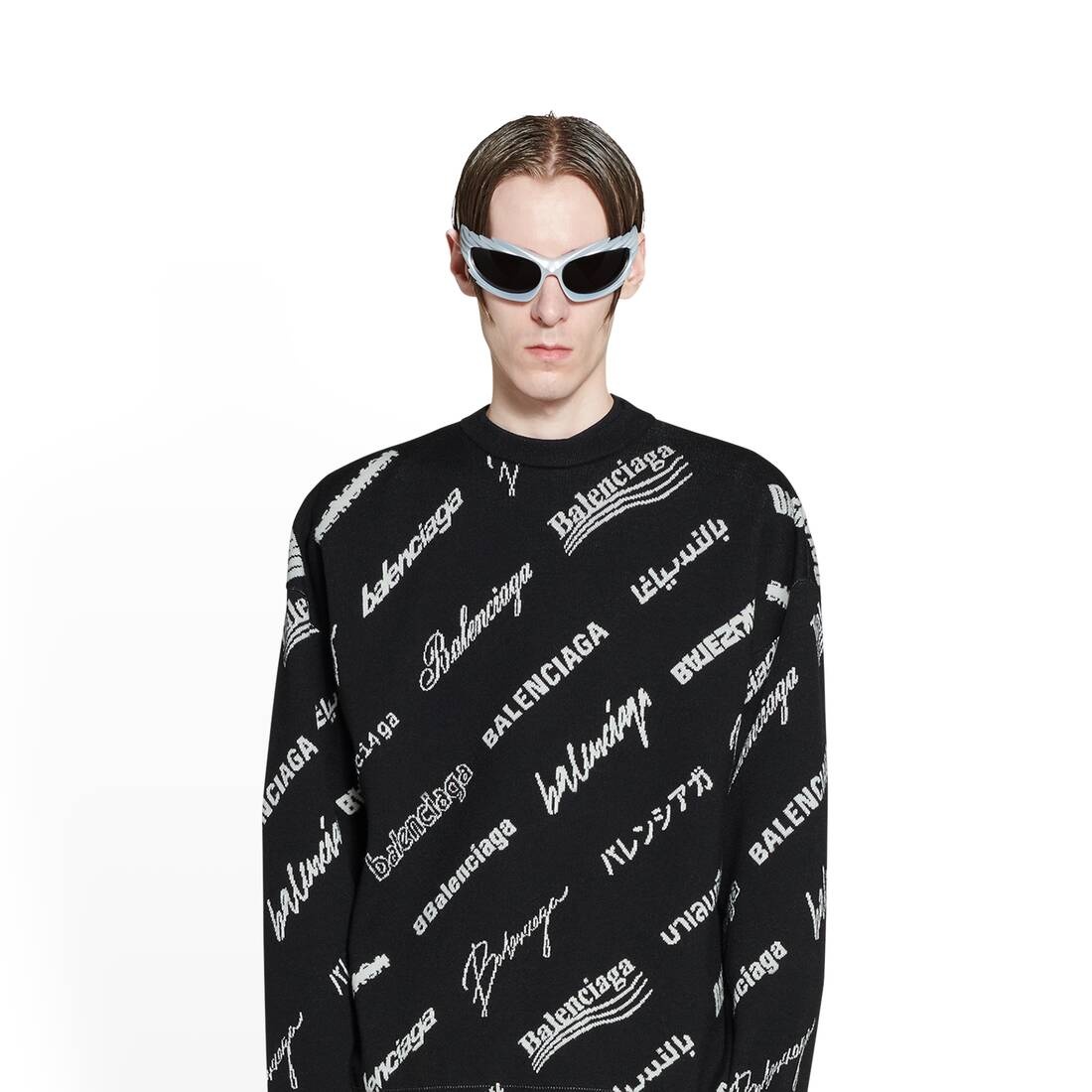 Men's Logomania All Over Sweater in Black - 6