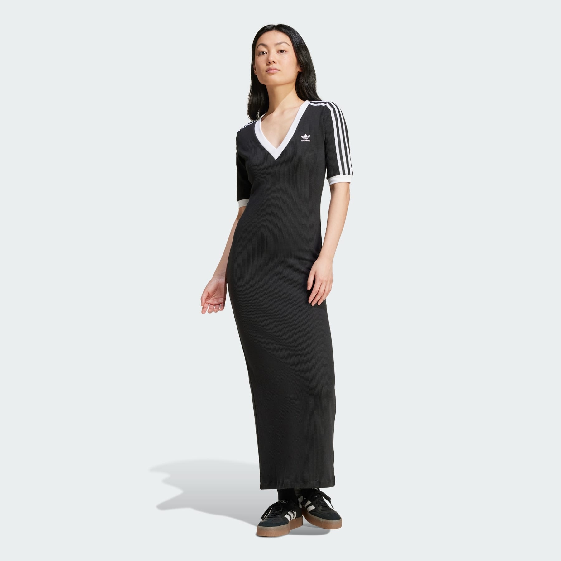 Adicolor 3-Stripes Knit V-Neck Dress - 2