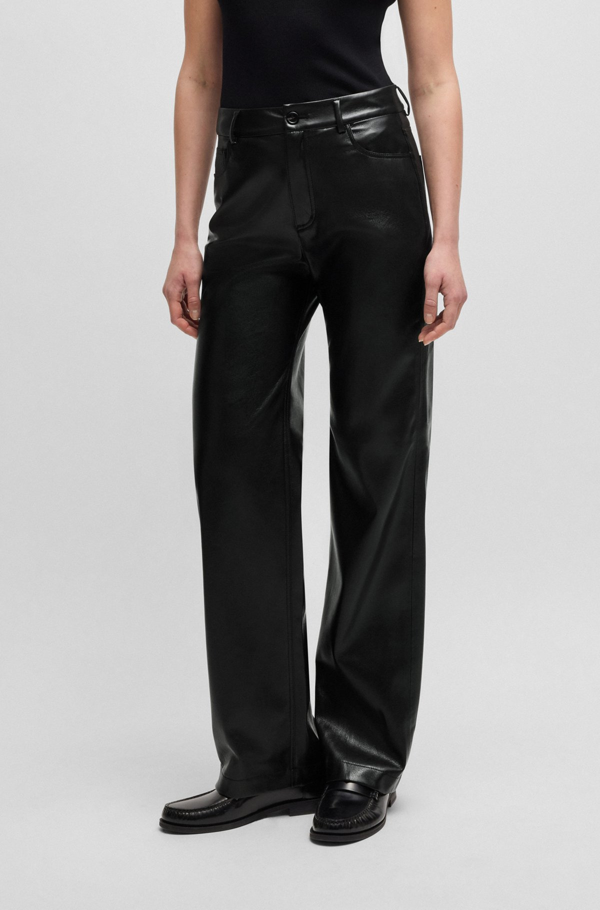 FIVE-POCKET TROUSERS IN FAUX LEATHER - 2