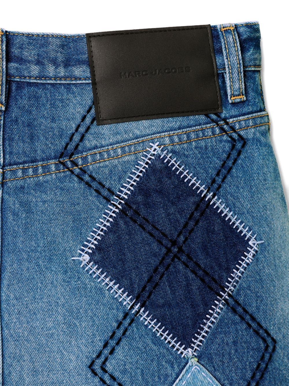 patchwork denim skirt - 5