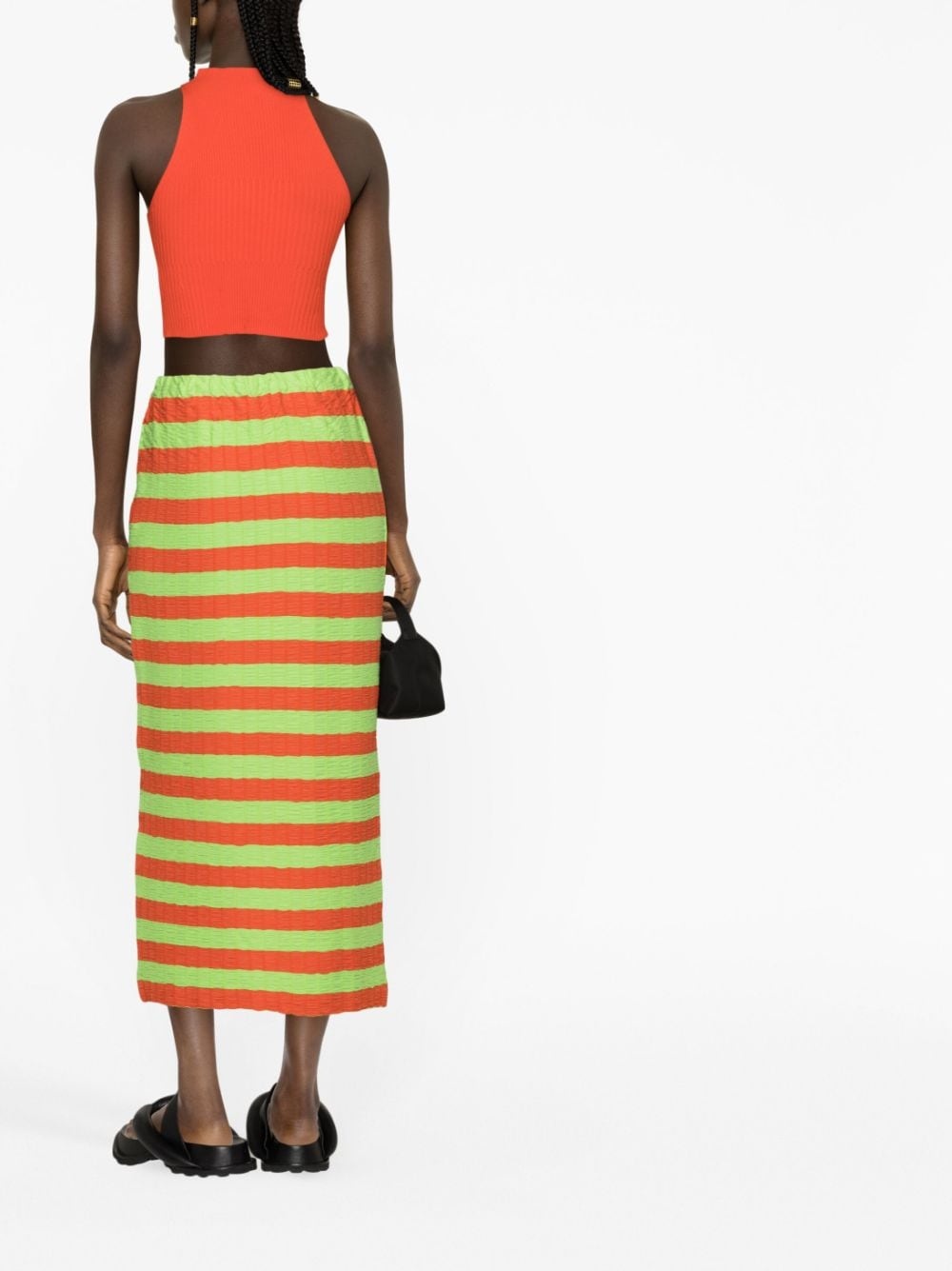 Curled striped midi skirt - 4