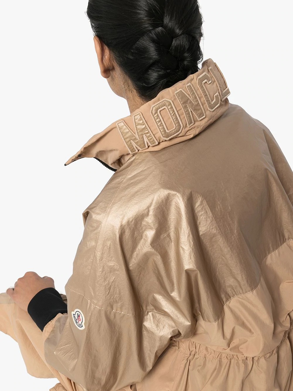 metallic-panelled cotton parka - 5