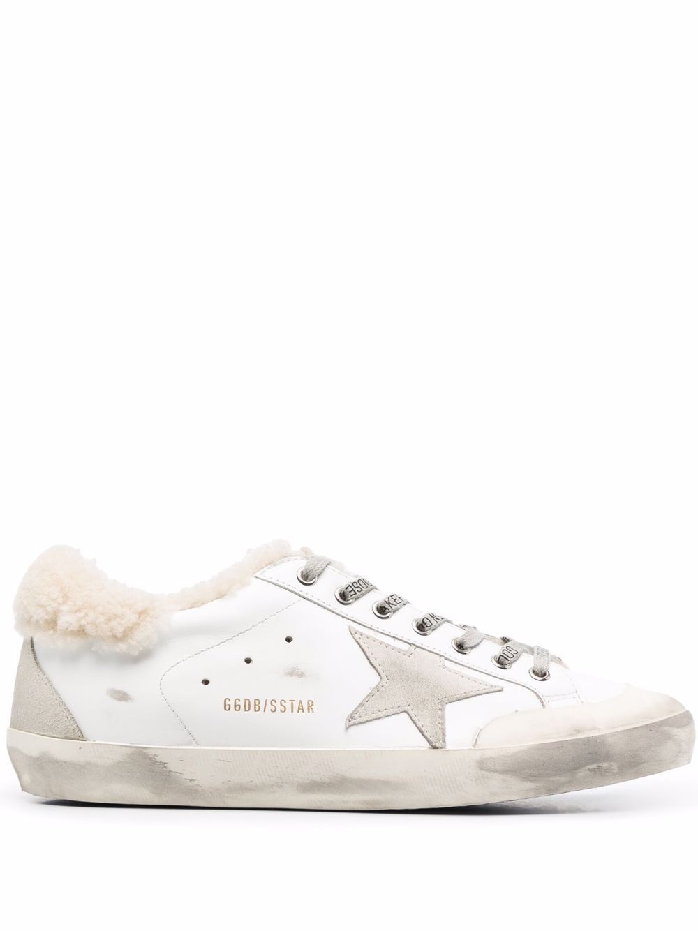 Superstar leather shearling-trim sneakers - 1