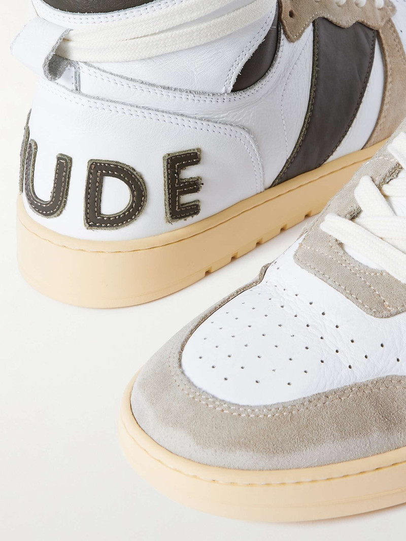 Rhecess Colour-Block Distressed Suede-Timmed Leather High-Top Sneakers 6