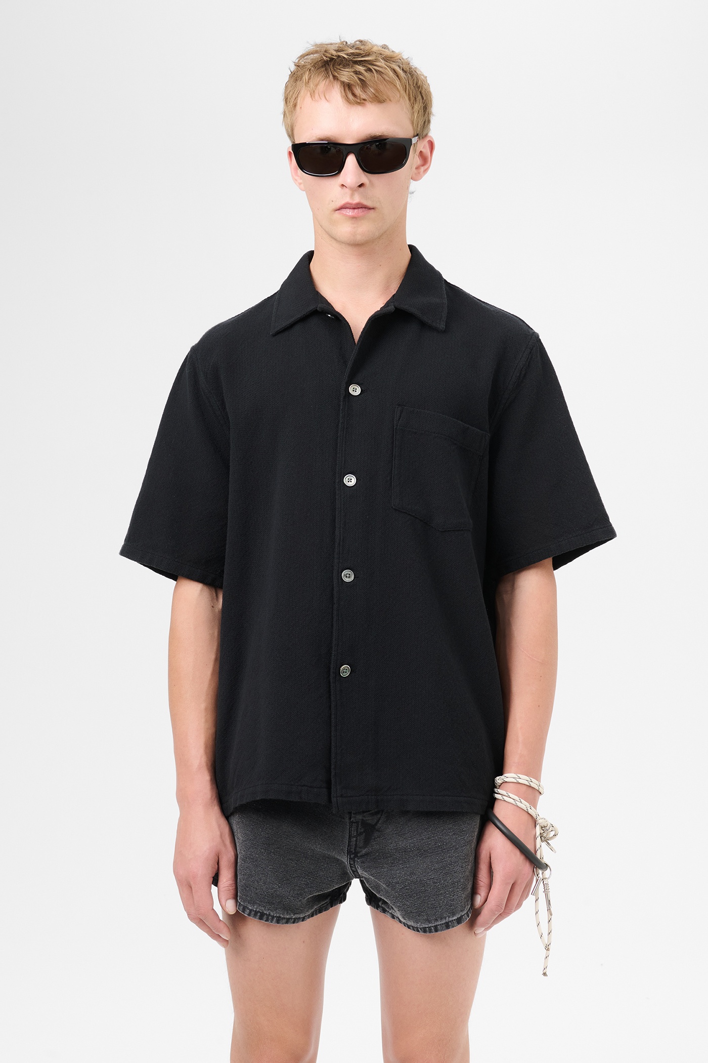 Box Shirt Shortsleeve Black Crochet Weave - 3