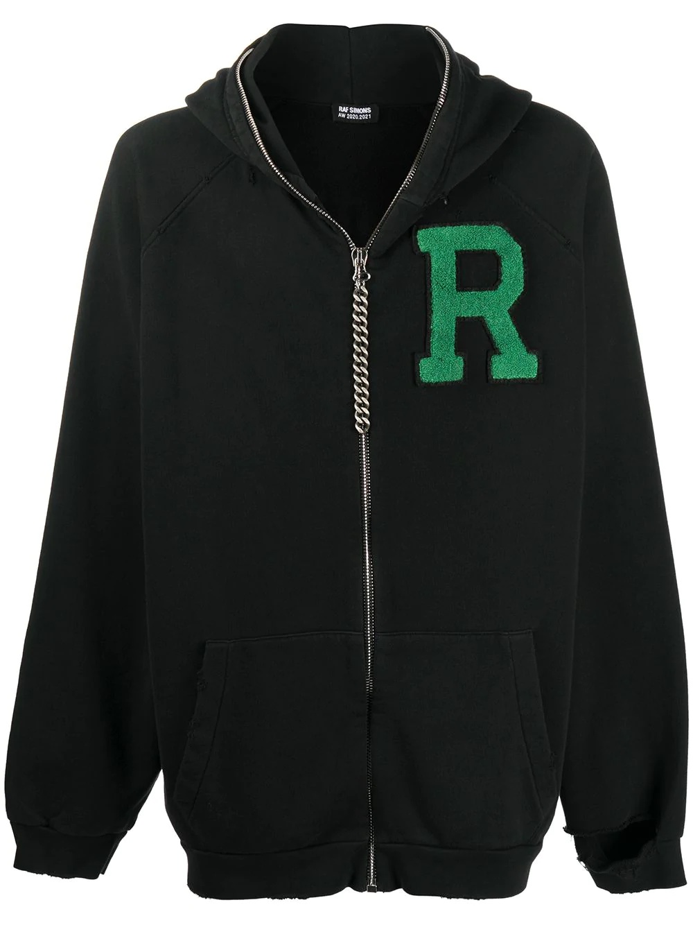 logo patch oversized zip-up hoodie - 1