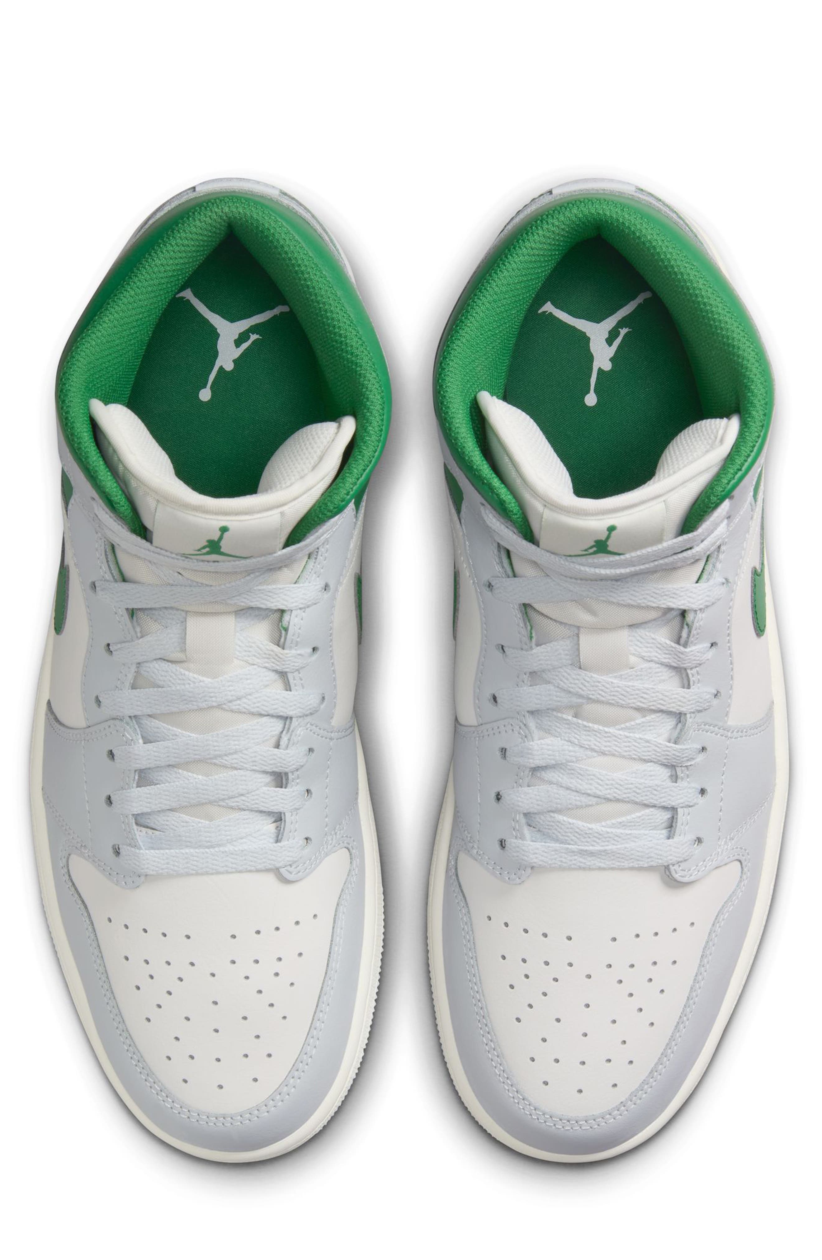 Air Jordan 1 Mid Sneaker in White/Pine Green/Platinum at Nordstrom - 3