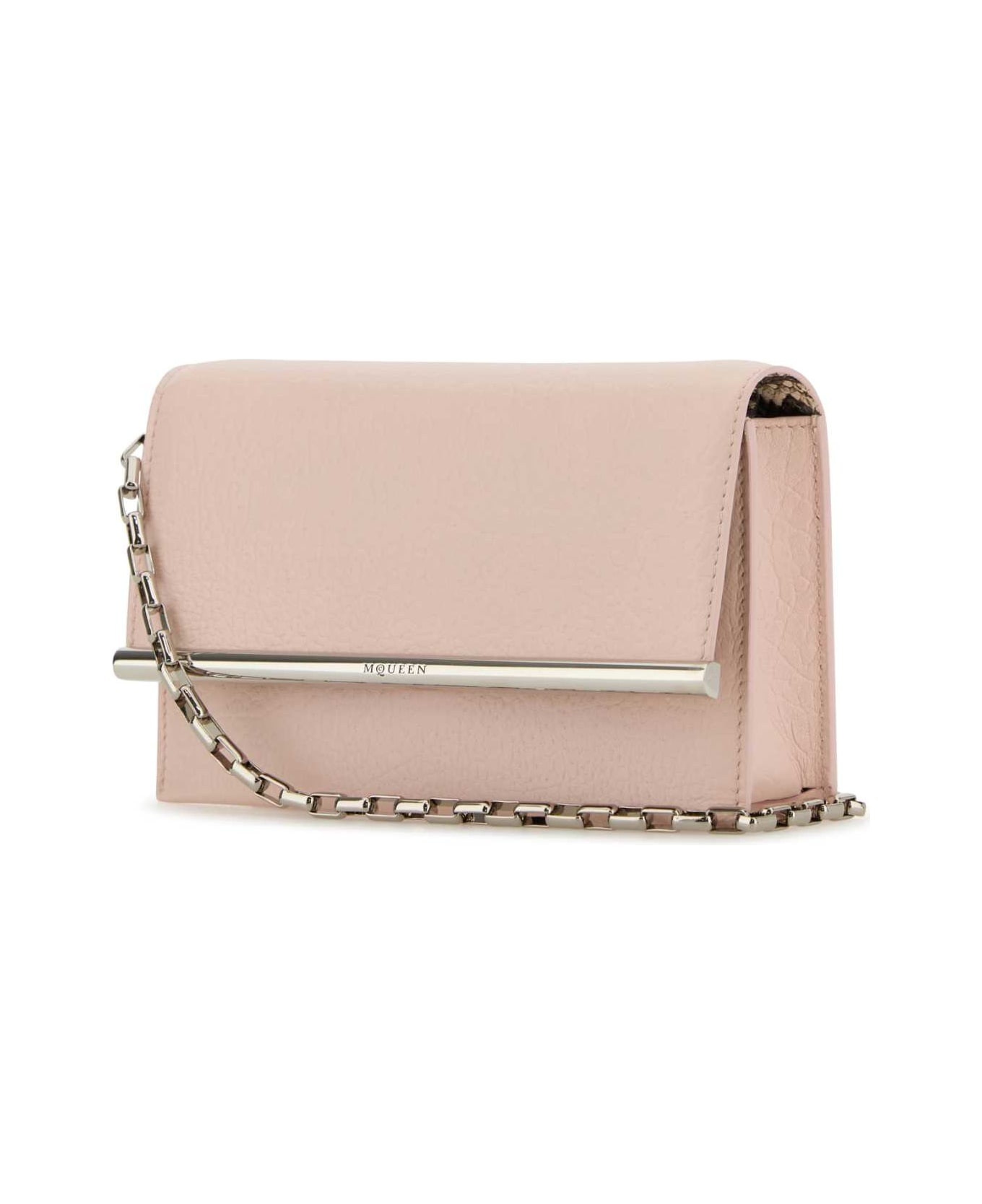 Pink Leather Mini Cross-bar Clutch - 2