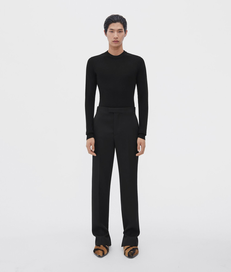 slim leg compact wool trousers 1