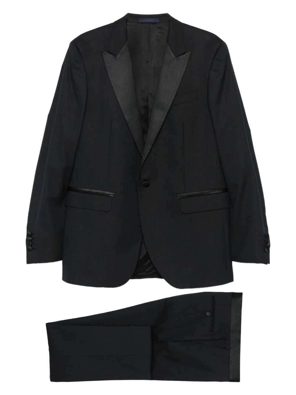 satin-trimmed suit - 1