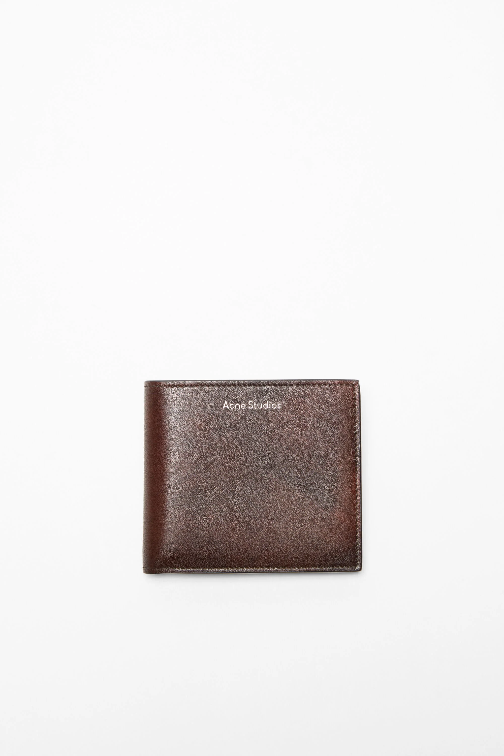 Folded leather wallet - Dark brown - 1