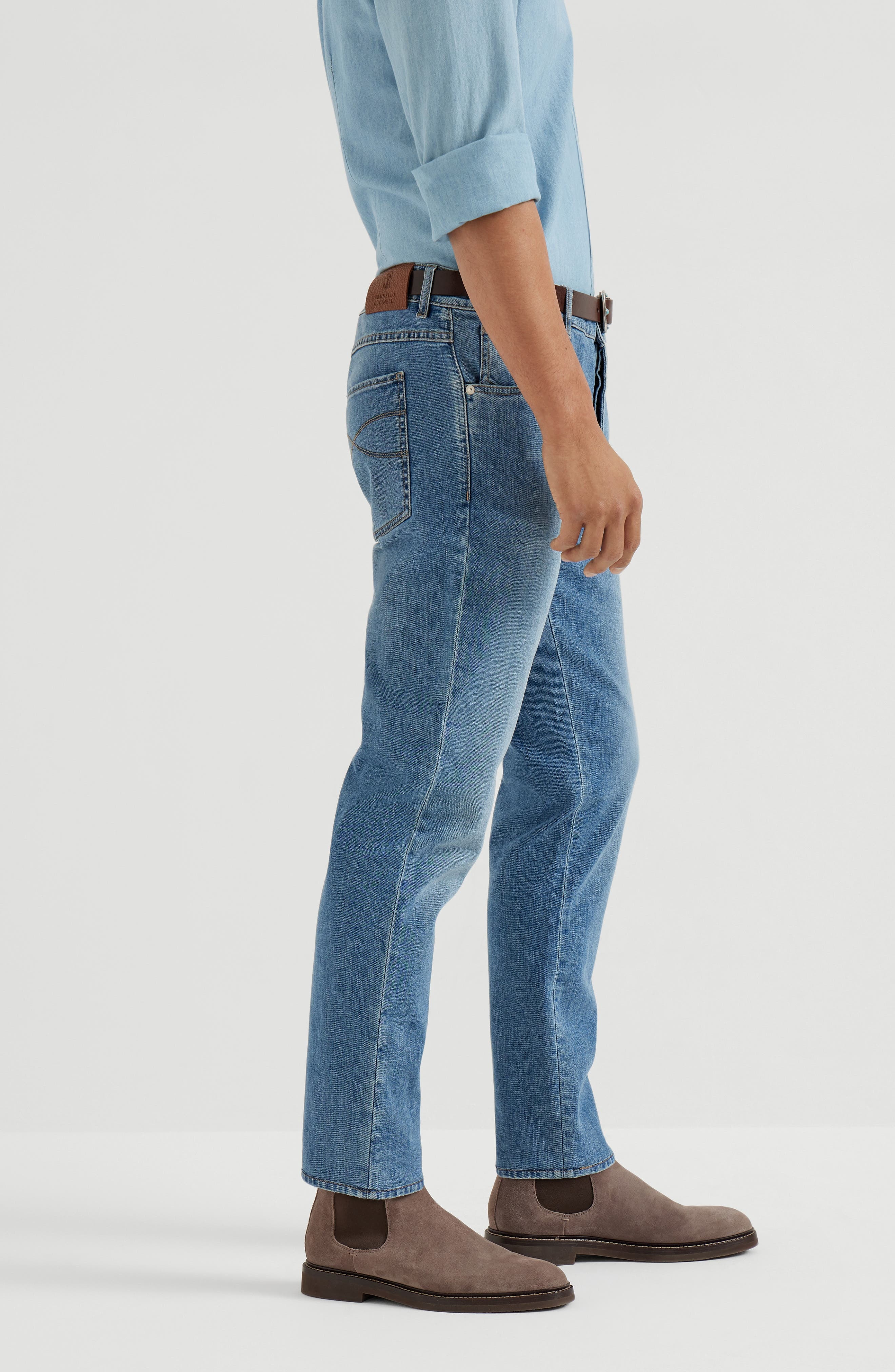 Brunello Cucinelli Slim fit five-pocket trousers in Light Denim at Nordstrom - 3