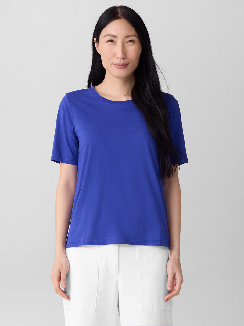 EILEEN FISHER Organic Pima Cotton Jersey Round Neck Tee outlook