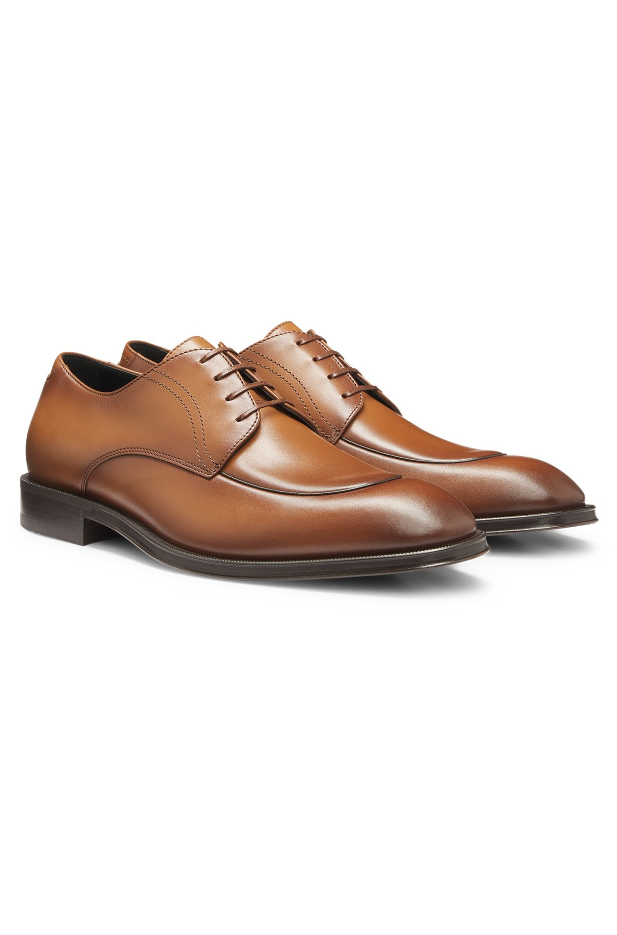 LEATHER DERBY SHOES WITH APRON TOE - 2
