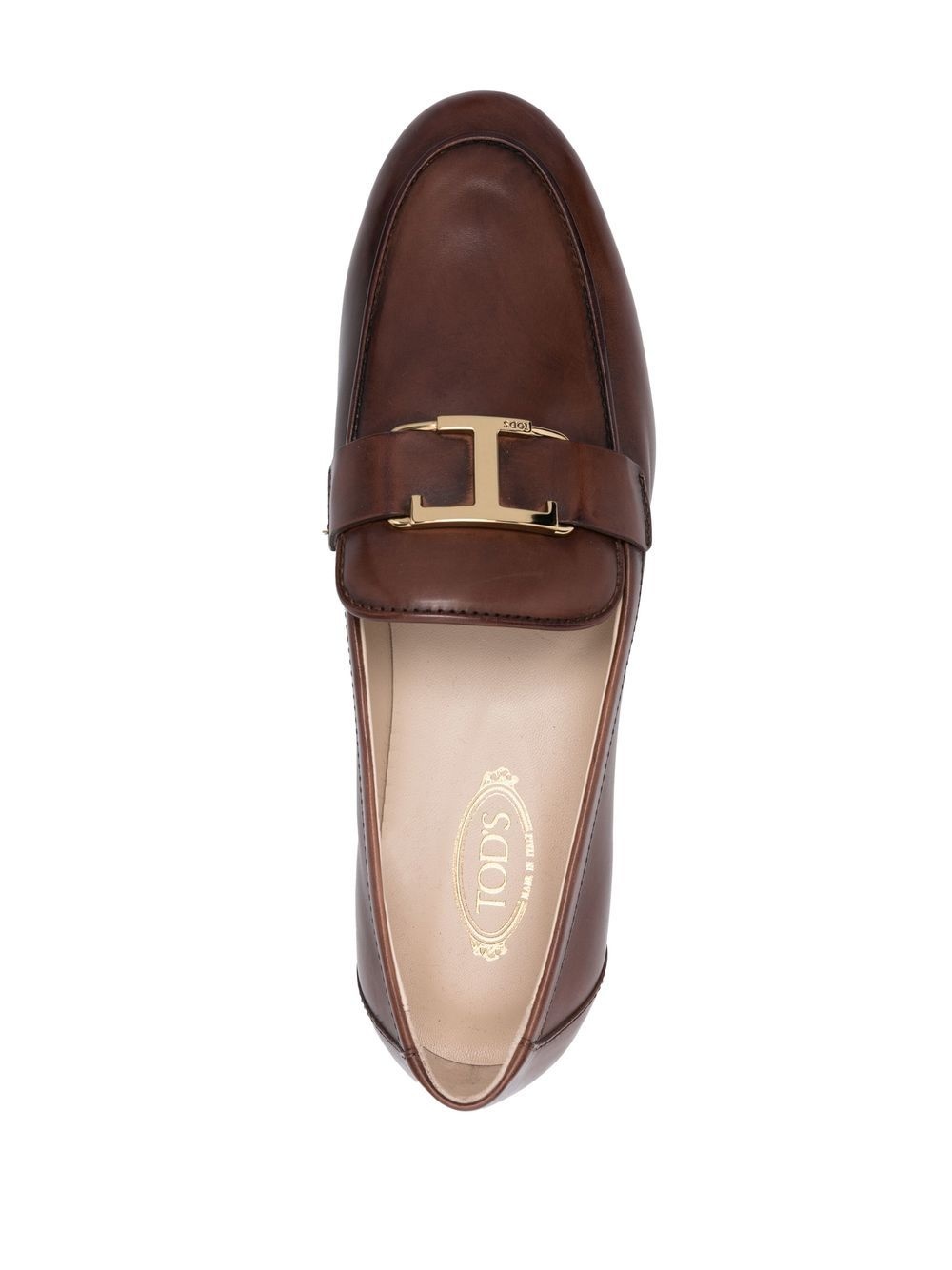 T-logo leather loafers - 4