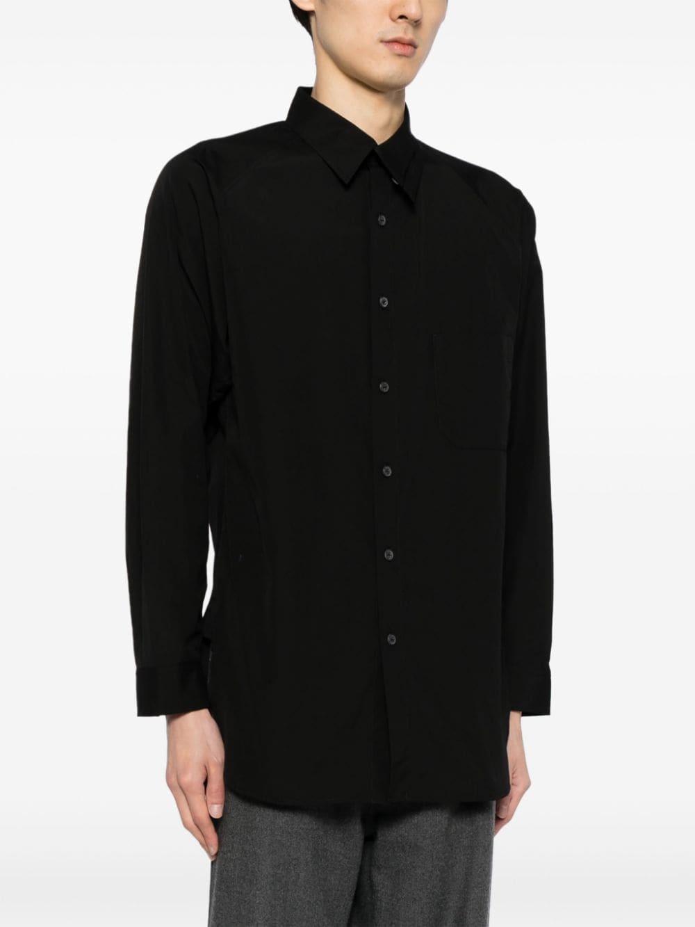 asymmetric-collar cotton shirt - 3