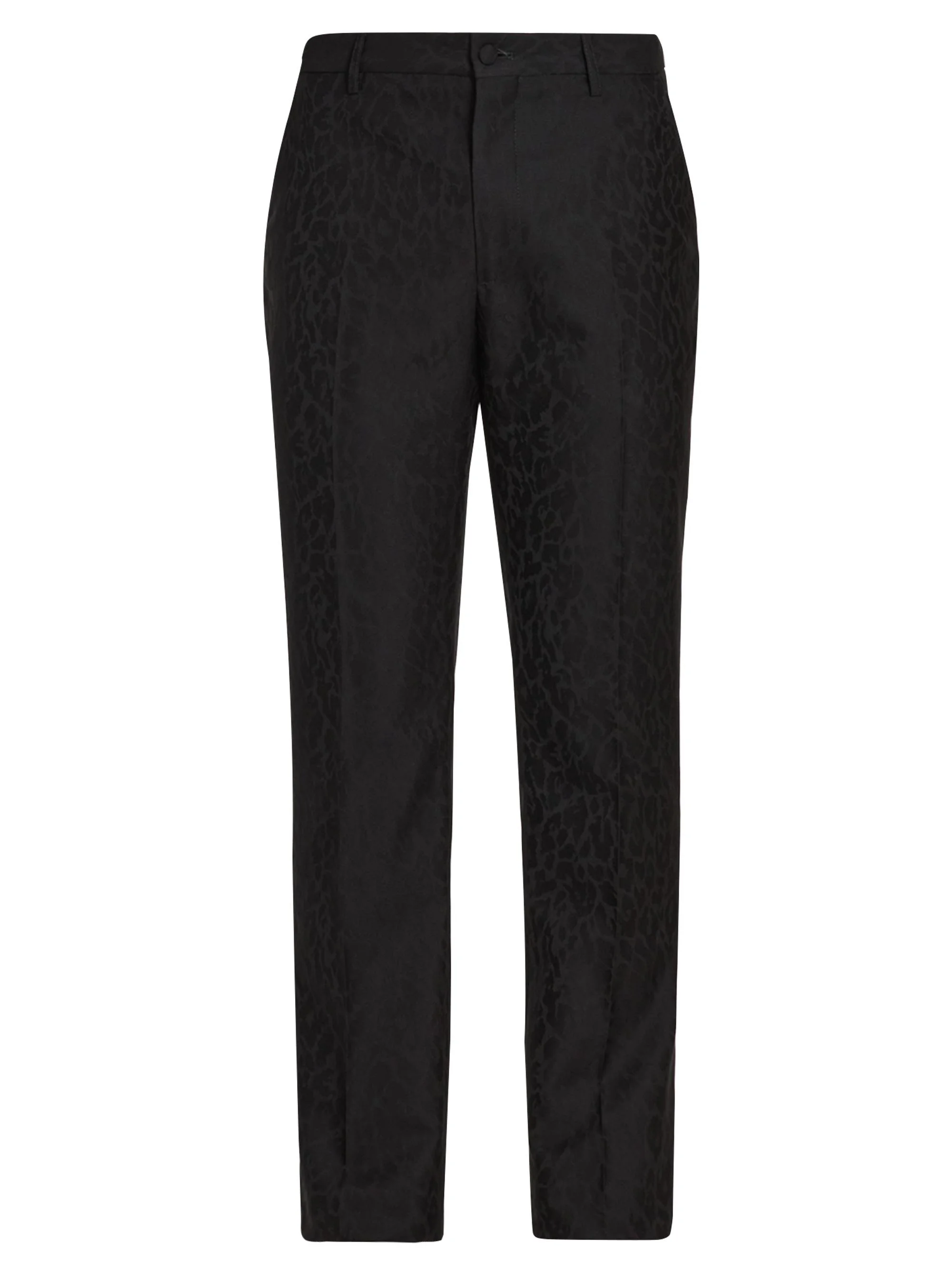 Men's Roma Tonal Animal-Print Straight-Leg Trousers - Black - 1