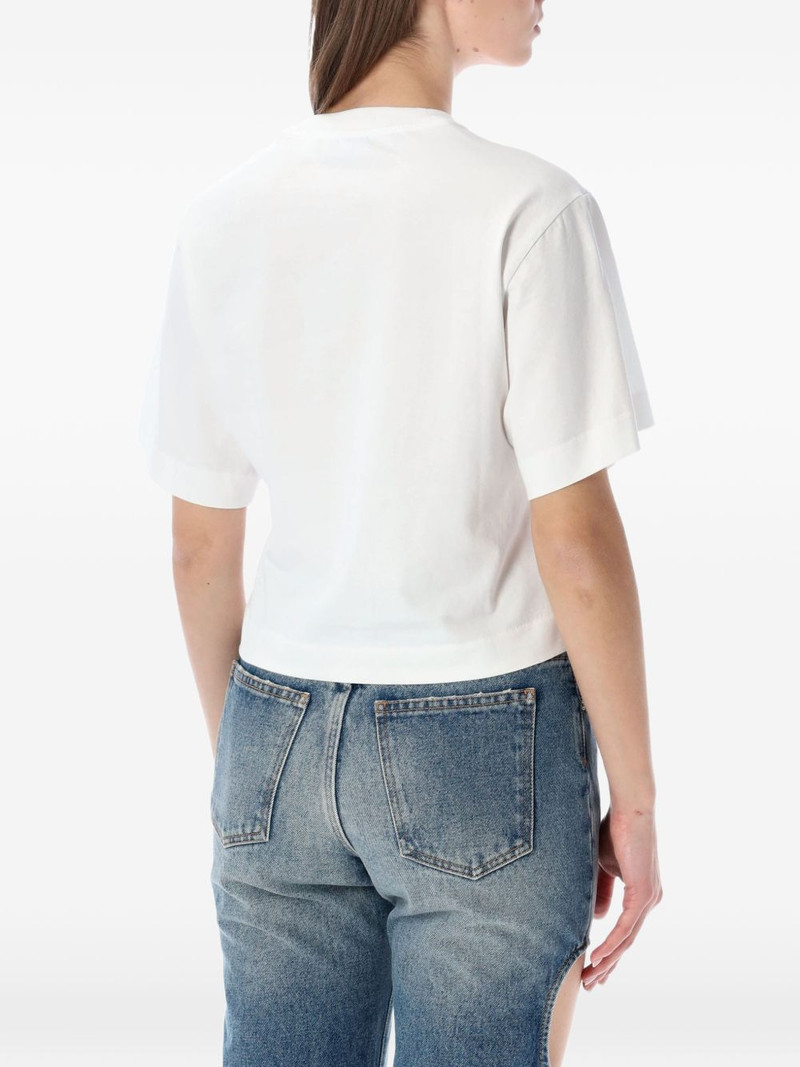 Off-White floral-print crop T-shirt outlook