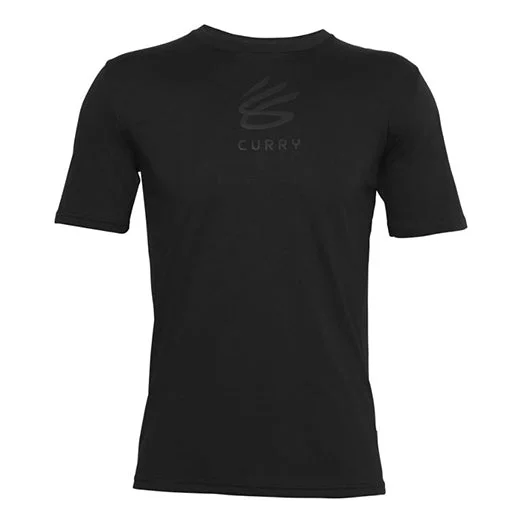 Men's Under Armour Curry Logo Printing Round Neck Loose Short Sleeve Black 1357001-001 - 1