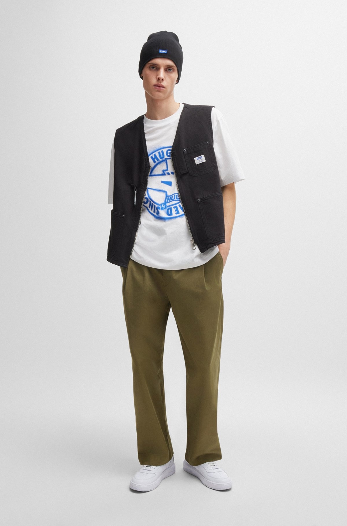 SKATER-STYLE TROUSERS IN COTTON TWILL WITH BLUE LABEL - 3