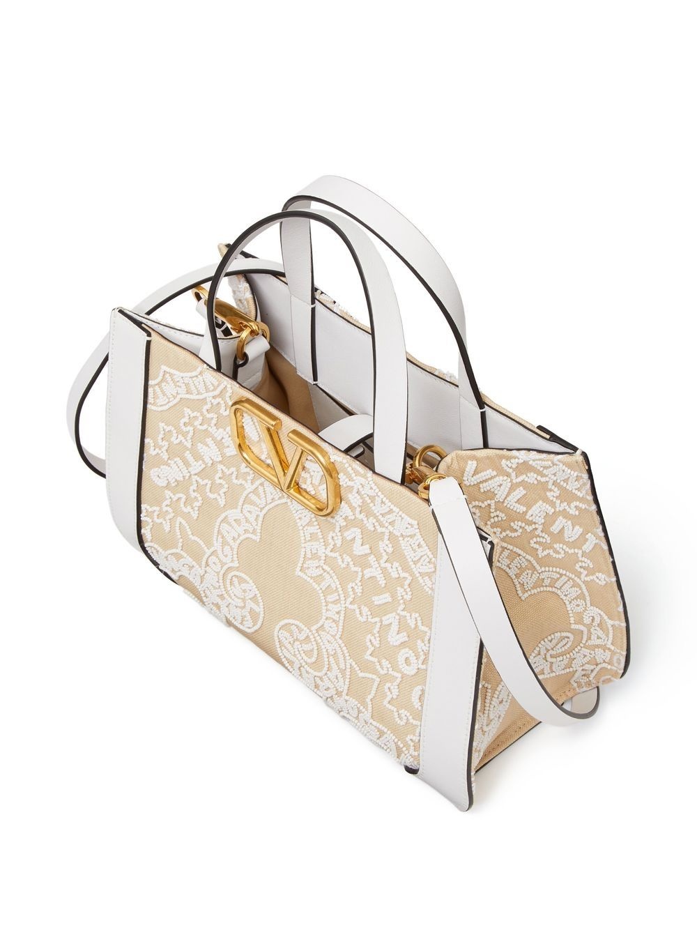 small VLogo Signature beaded tote bag - 6