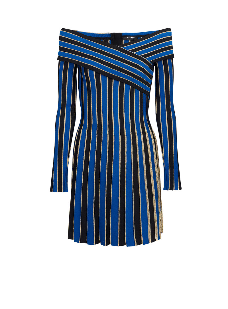 Metallic striped knit dress 1