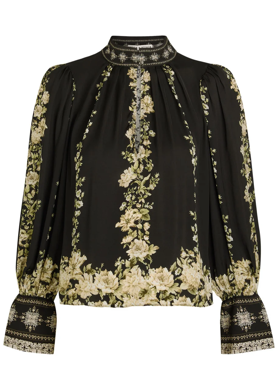 Alice + Olivia Marion Floral-print Satin Blouse - 1