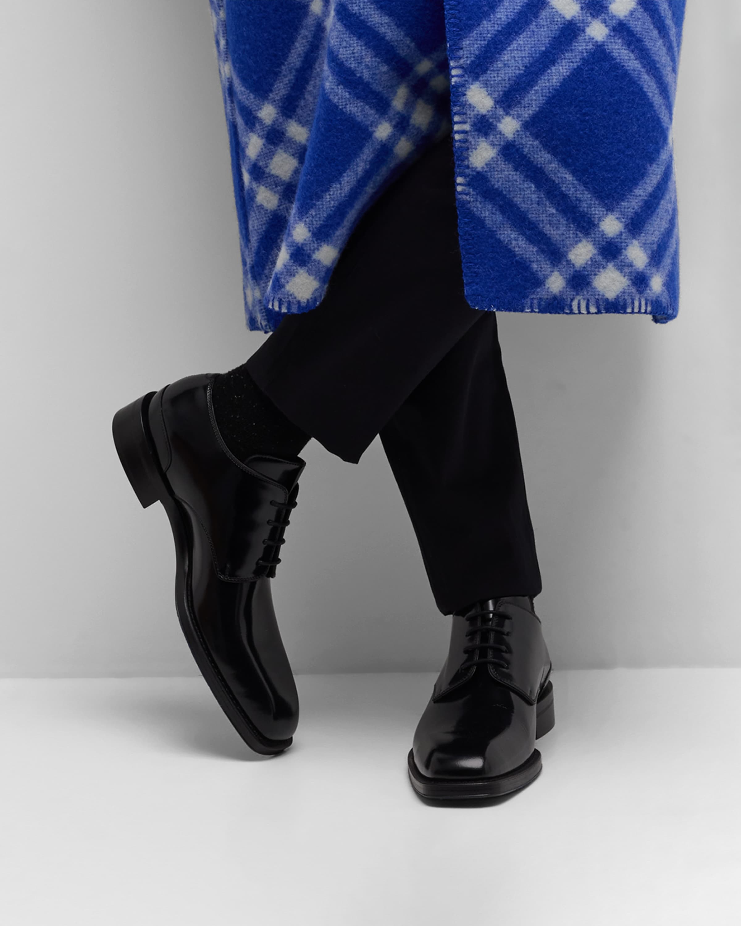 Burberry Men's Bloomsbury Leather Derby Shoes | neimanmarcus