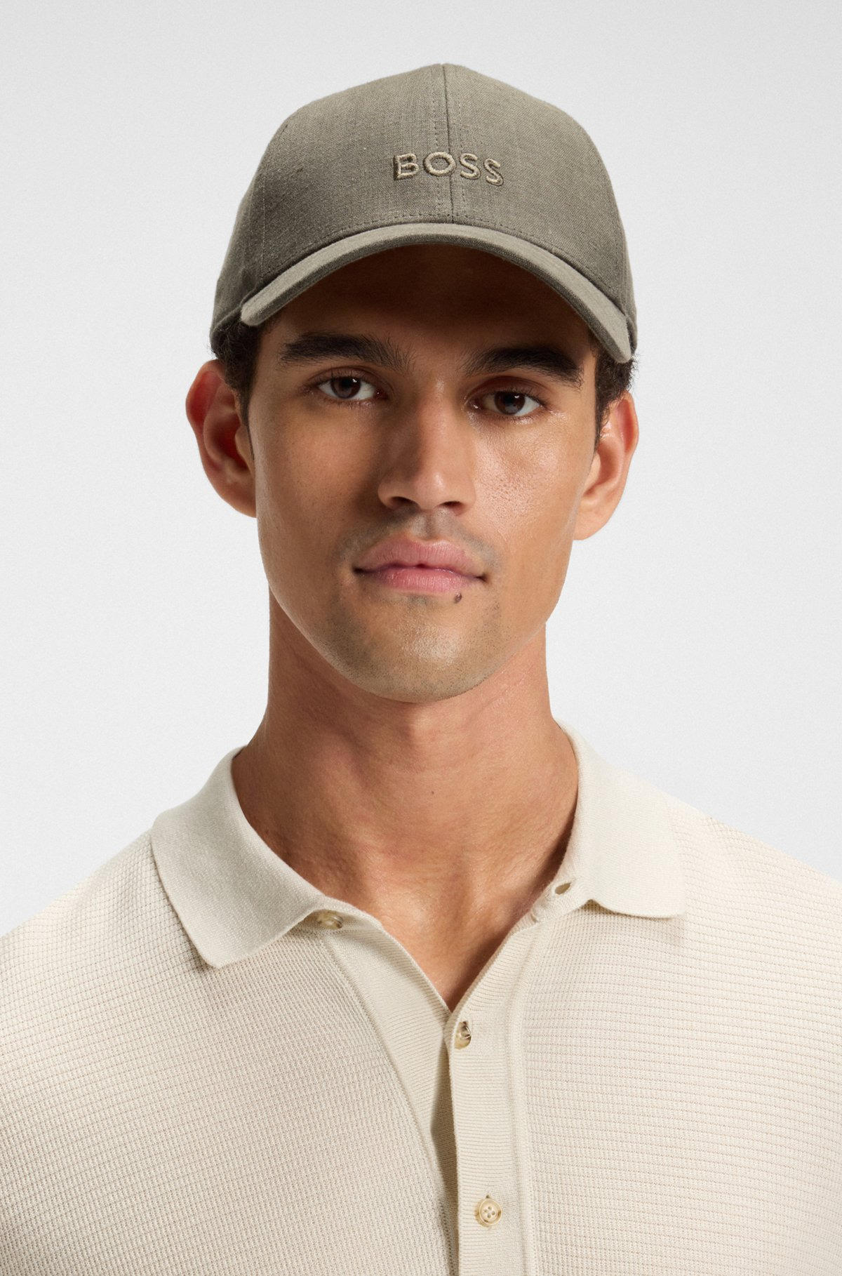 LINEN CAP WITH EMBROIDERED LOGO - 4