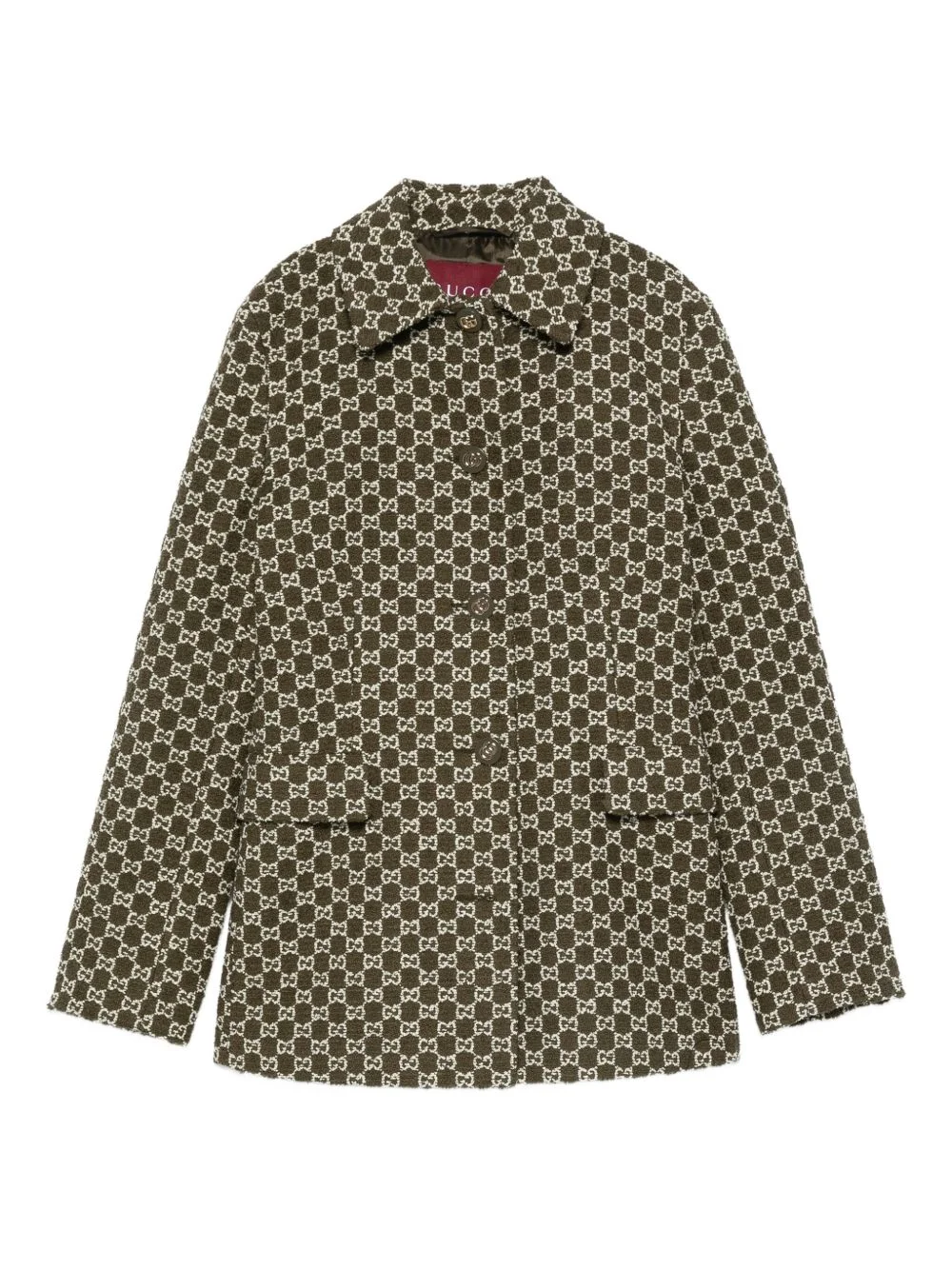single-breasted collared tweed jacket - 1