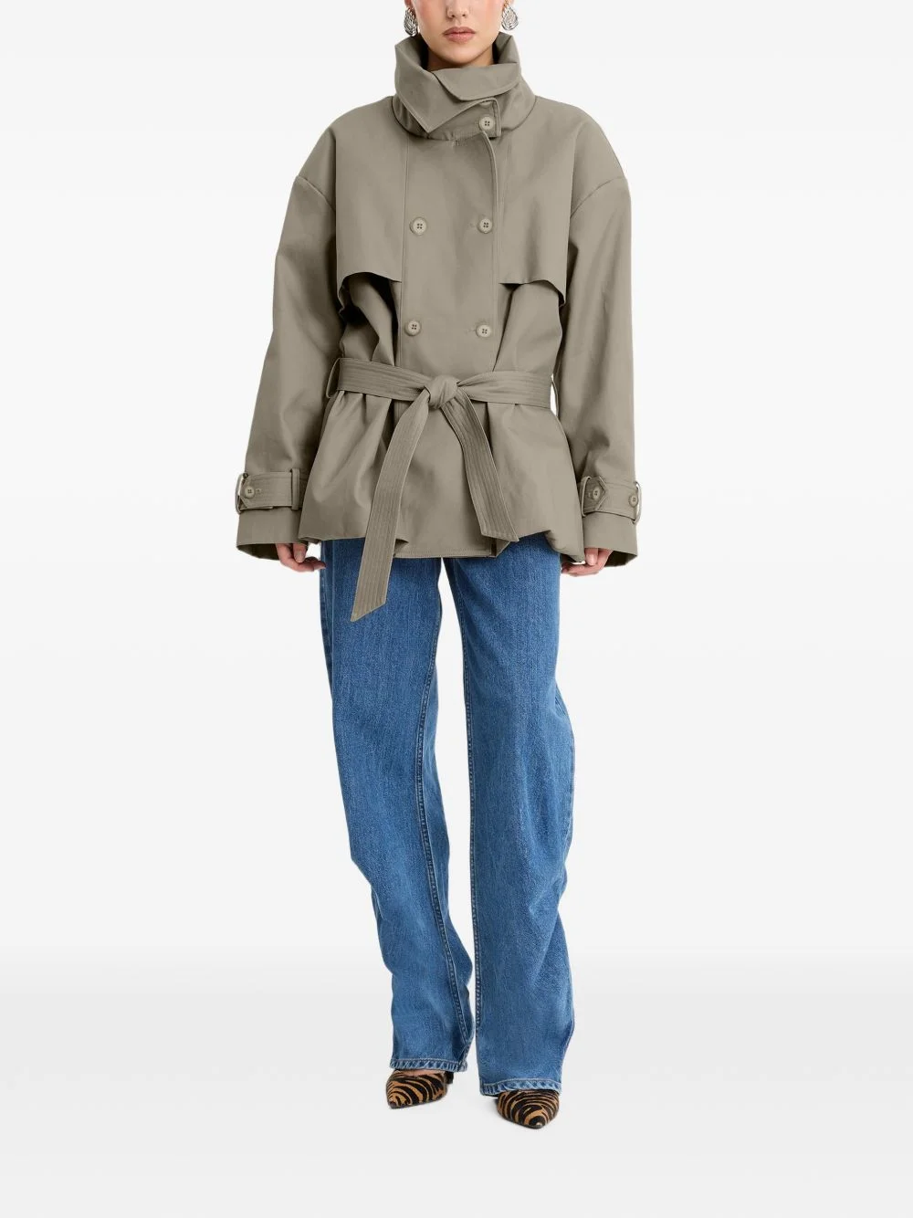 totate belted double-breasted jacket - 1