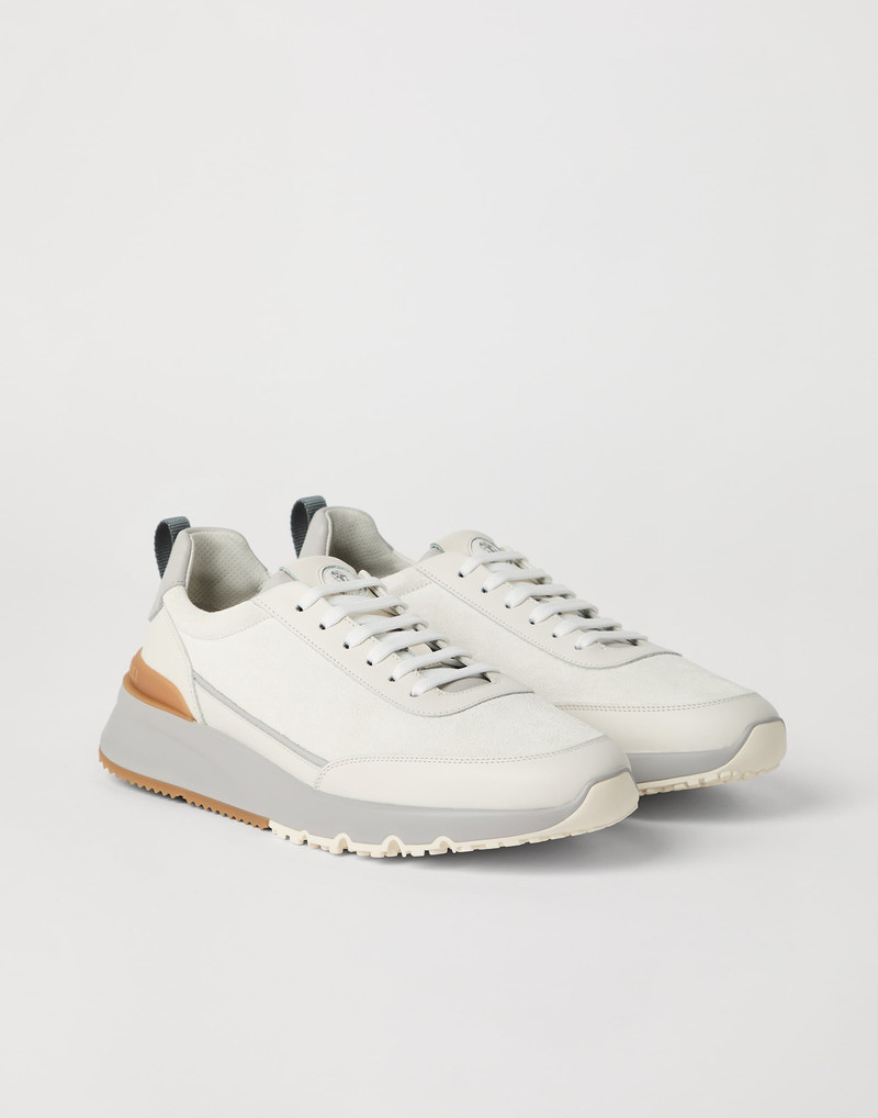 Washed suede and semi-polished calfskin runners 1