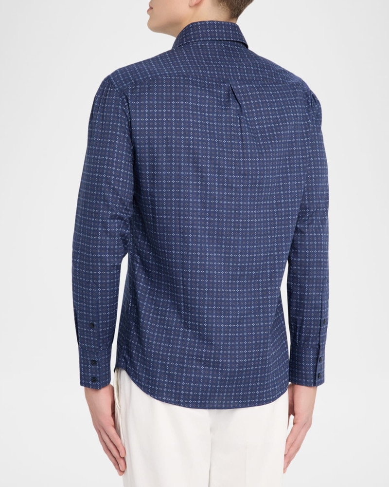 Men's Slim Fit Geometric Cotton Button-Down Shirt 3